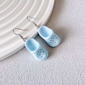 Baby Blue Crocs Style Shoes Dangle Pendant Earrings Resin Drop Charm Summer Fun